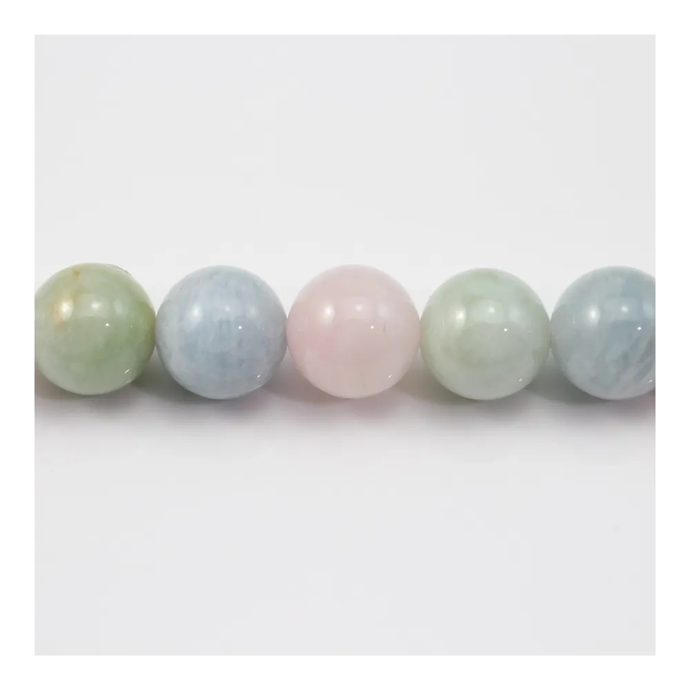 Morganite and aquamarine mix round 12mm x 40cm