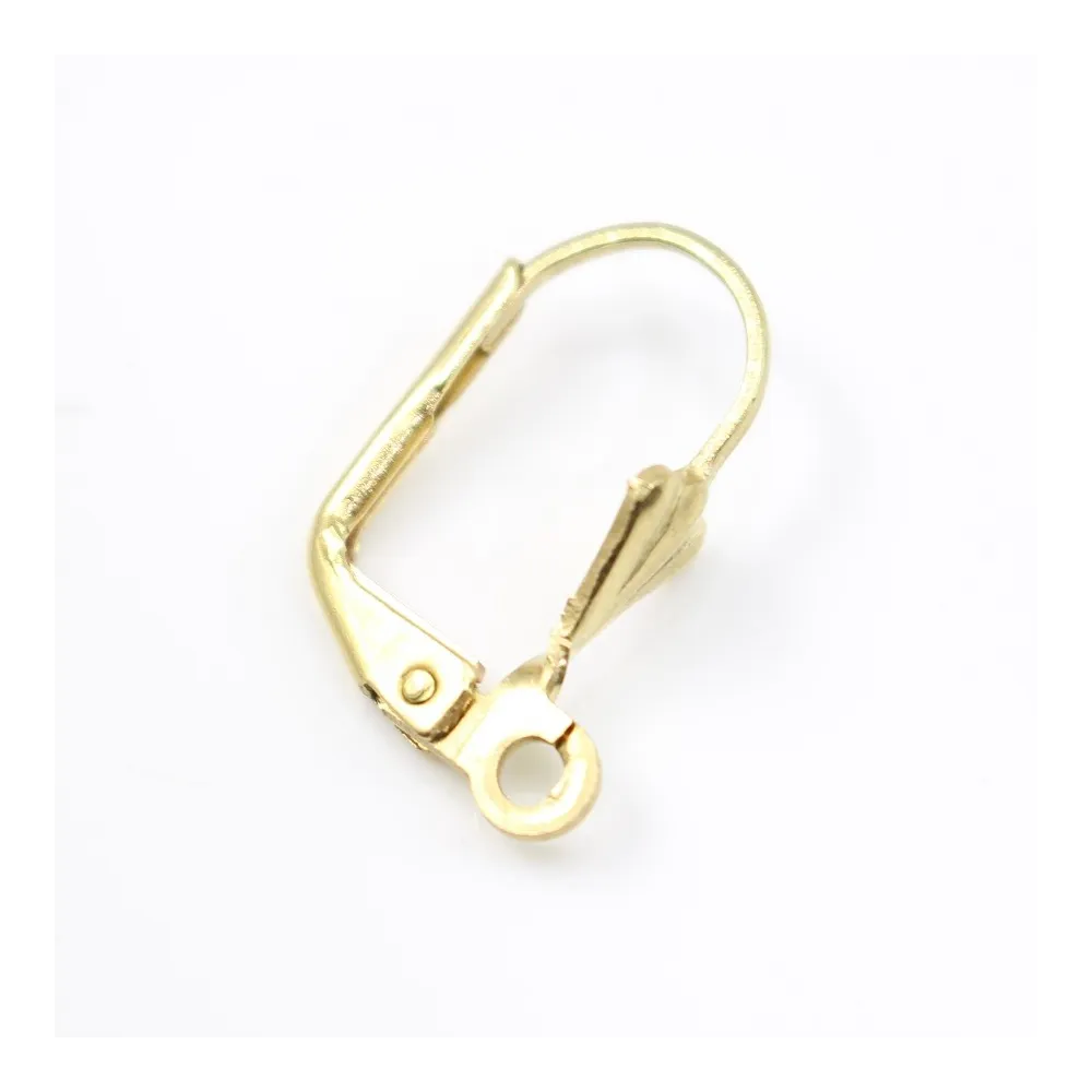 Dormeuses avec fleur de lys en laiton brut 12x16mm x 10pcs