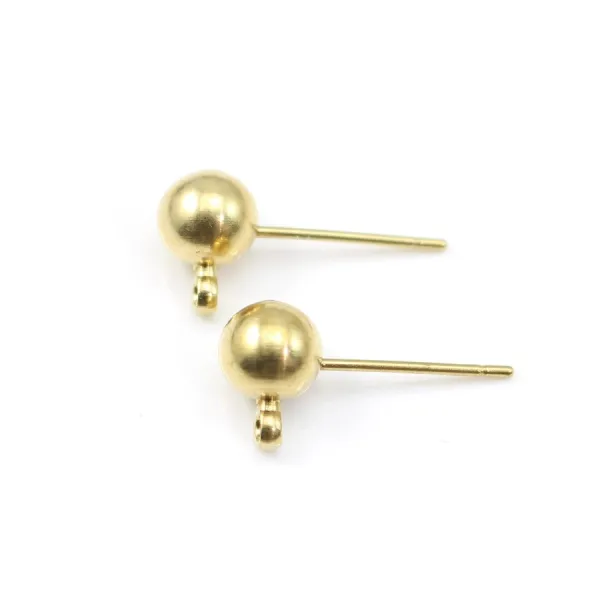Earstuds ball in raw brass 4mm x 10pcs