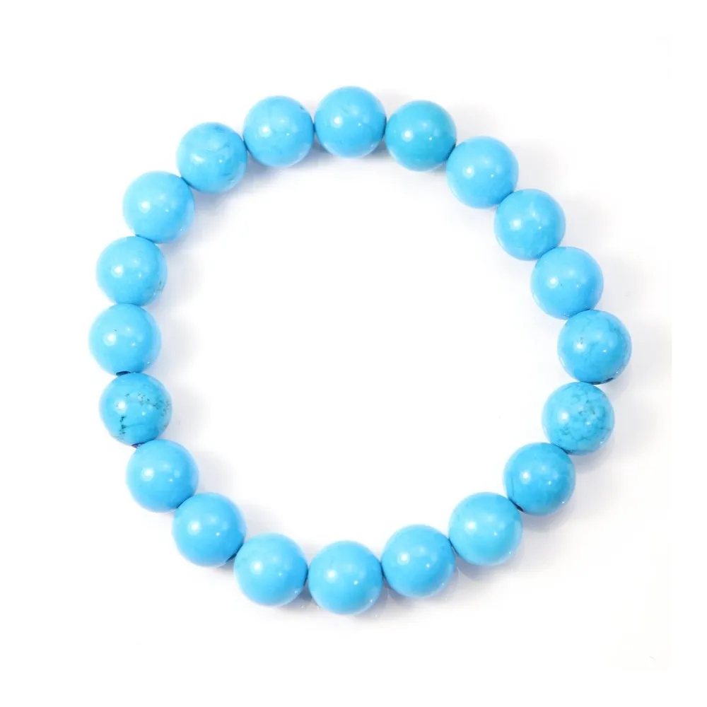 Bracelet turqoise reconstitue boule rond 8mm 