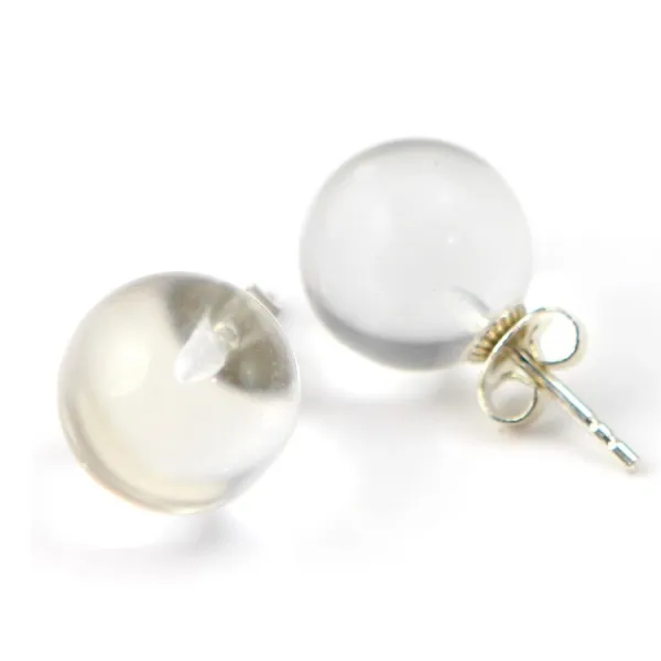 Boucles d'oreilles : cristal de roche & argent 925 12 mm x 2pcs 