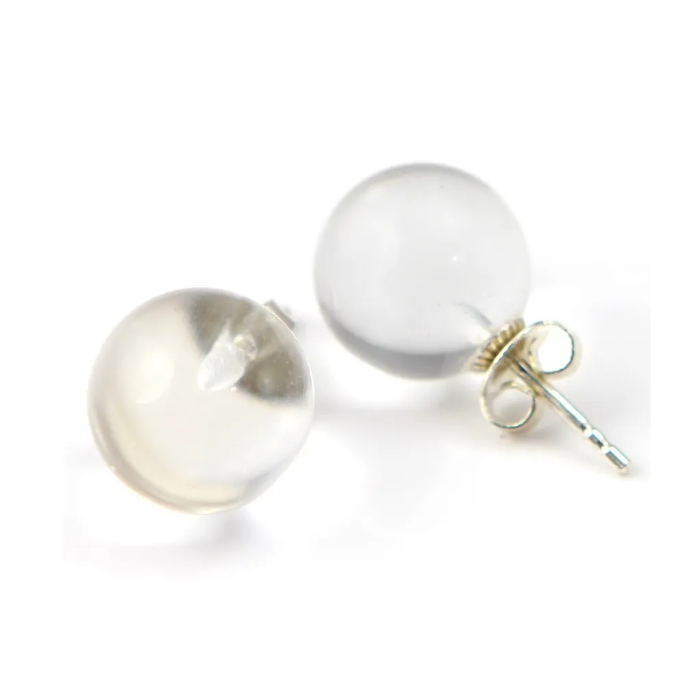 Boucles d'oreilles : cristal de roche & argent 925 12 mm x 2pcs 