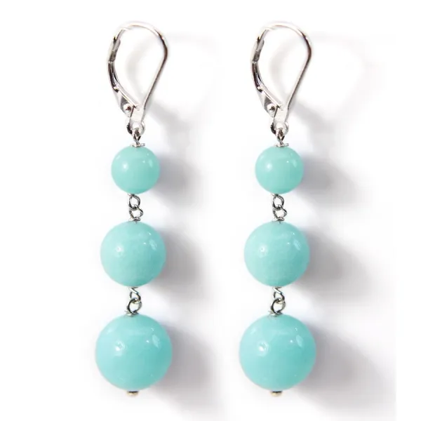 Boucles d'oreilles argent 925 Amazonite x 2pcs