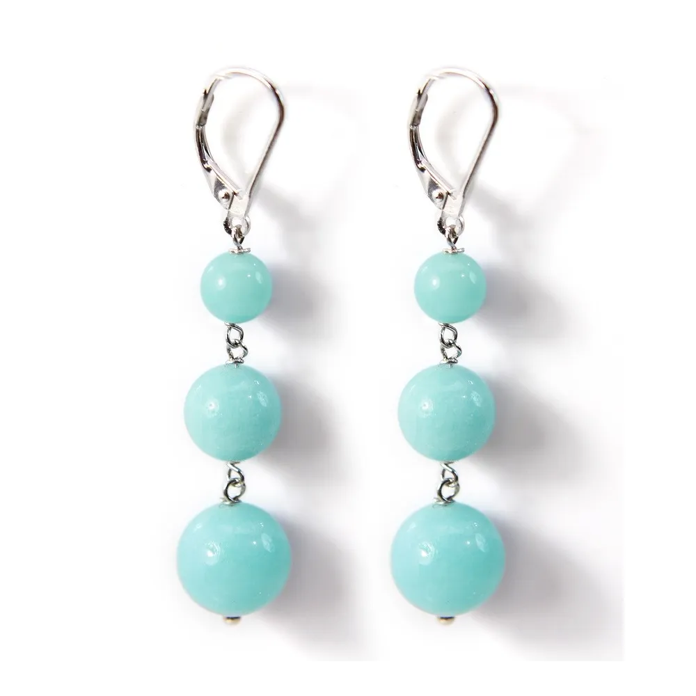 Boucle d'oreille argent 925 Amazonite x 2pcs