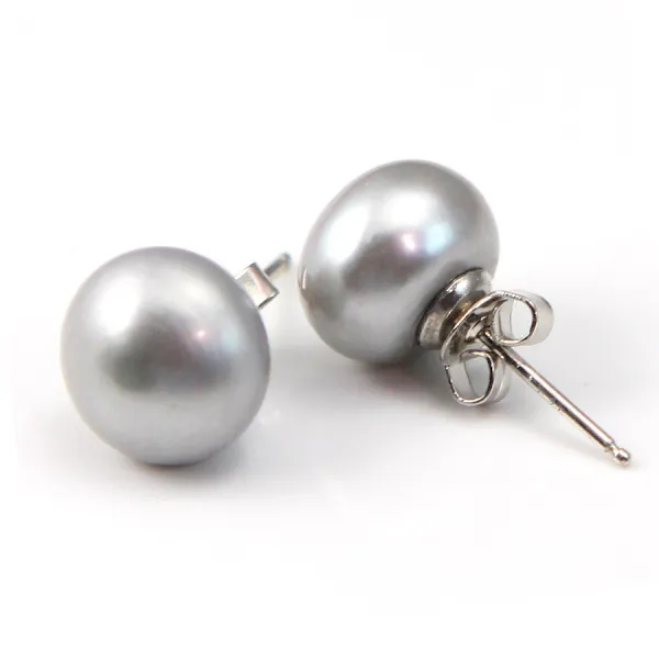 Boucle d'oreille argent 925 perle d'eau douce 11-12mm x 2pcs 