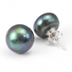 Earring  silver 925 white Freshwater Pearl 12mm x 2pcs