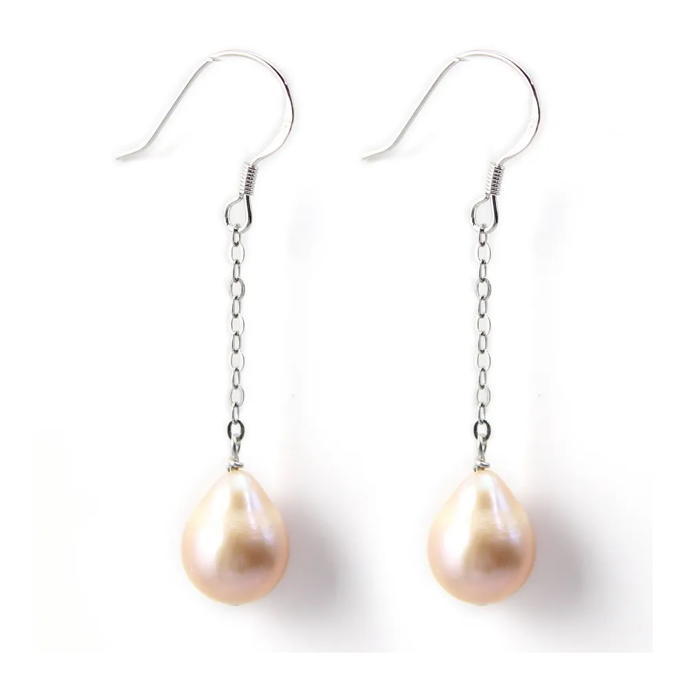 Bo argent 925 1 boule perle d'eau douce rose