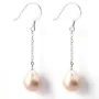 Bo argent 925 1 boule perle d'eau douce rose