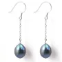 Boucles d'oreilles en argent 925 perle d'eau douce noire