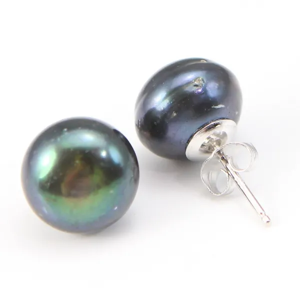 Boucle d'oreuille argent 925 perle d'eau douce 12-13mm  x 2pcs