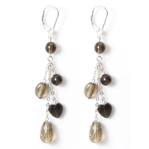 Earring Silver 925  smoky quartez x 2pcs
