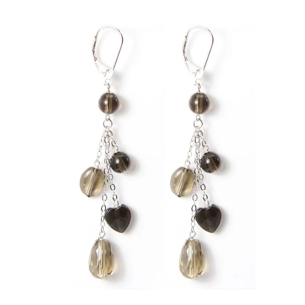 Earring Silver 925  smoky quartez x 2pcs