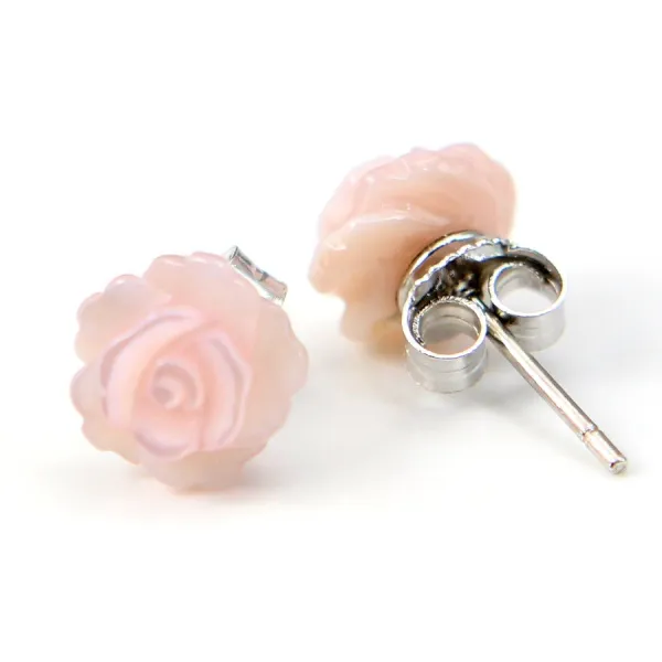 Boucle d'oreille argent 925 nacre en fleur 8mm x 2pcs 