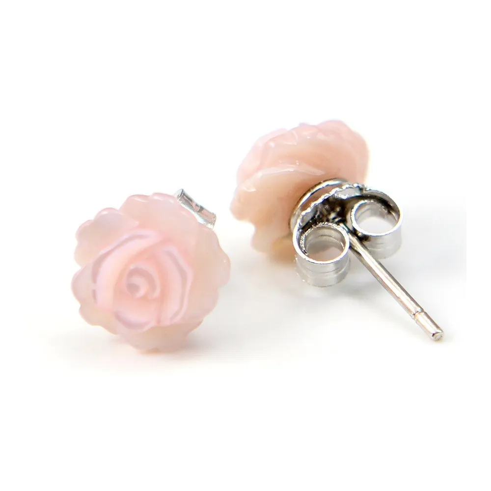 Boucle d'oreille argent 925 nacre en fleur 8mm x 2pcs 
