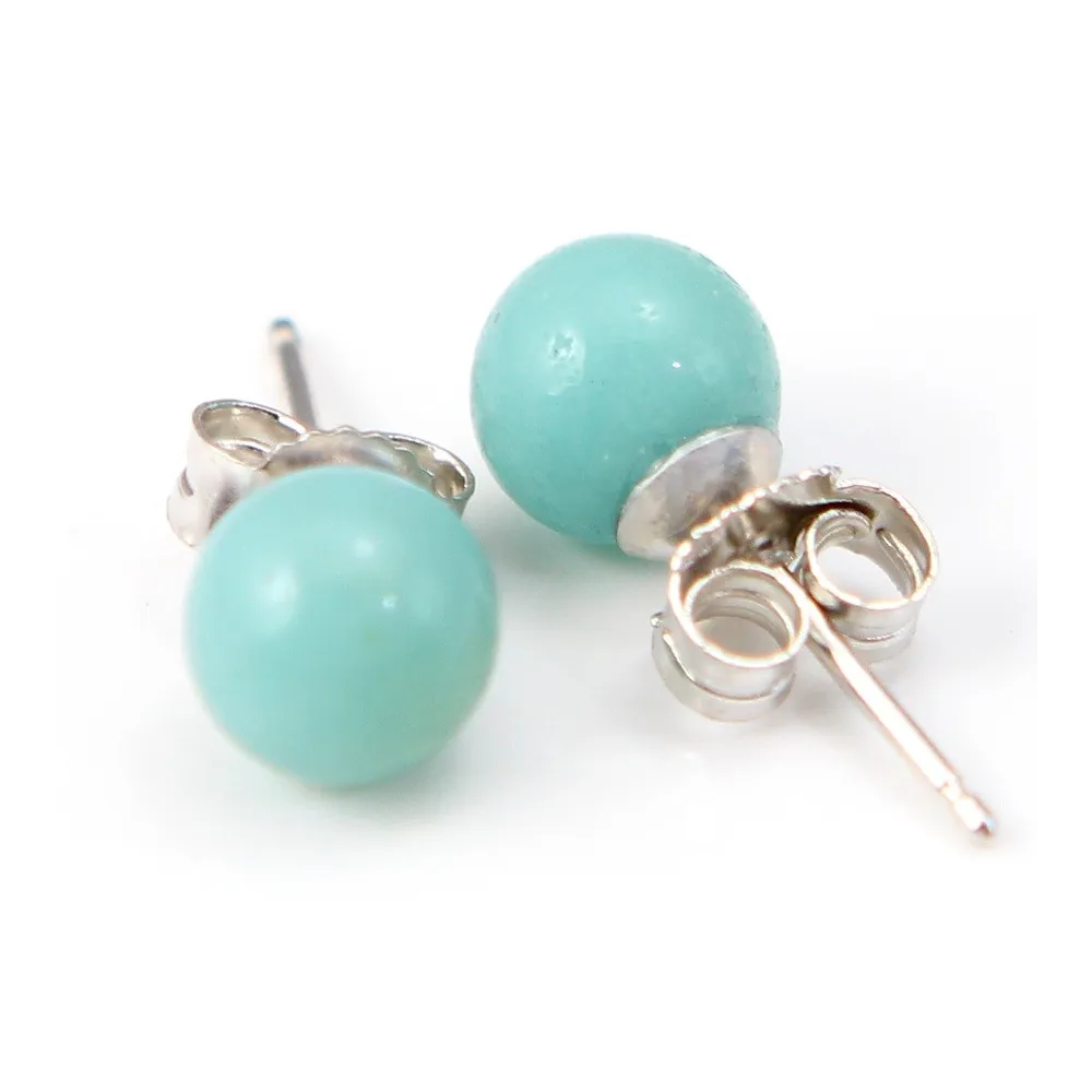 Boucle d'oreille argent 925 amazonite 6mm x  2pcs 