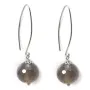 Boucle d'oreille argent 925 agate grise ronde facette 12mm x 2 st 