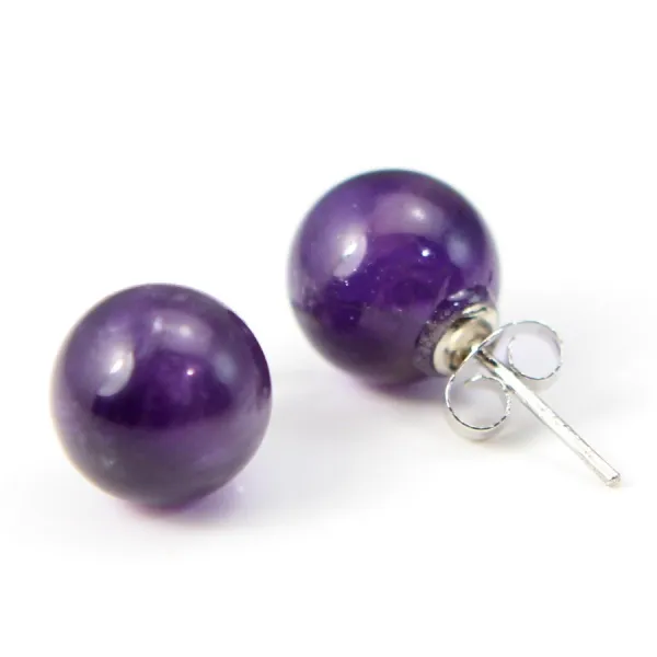 Boucles d'oreilles argent 925 améthyste 10mm x 2pcs 