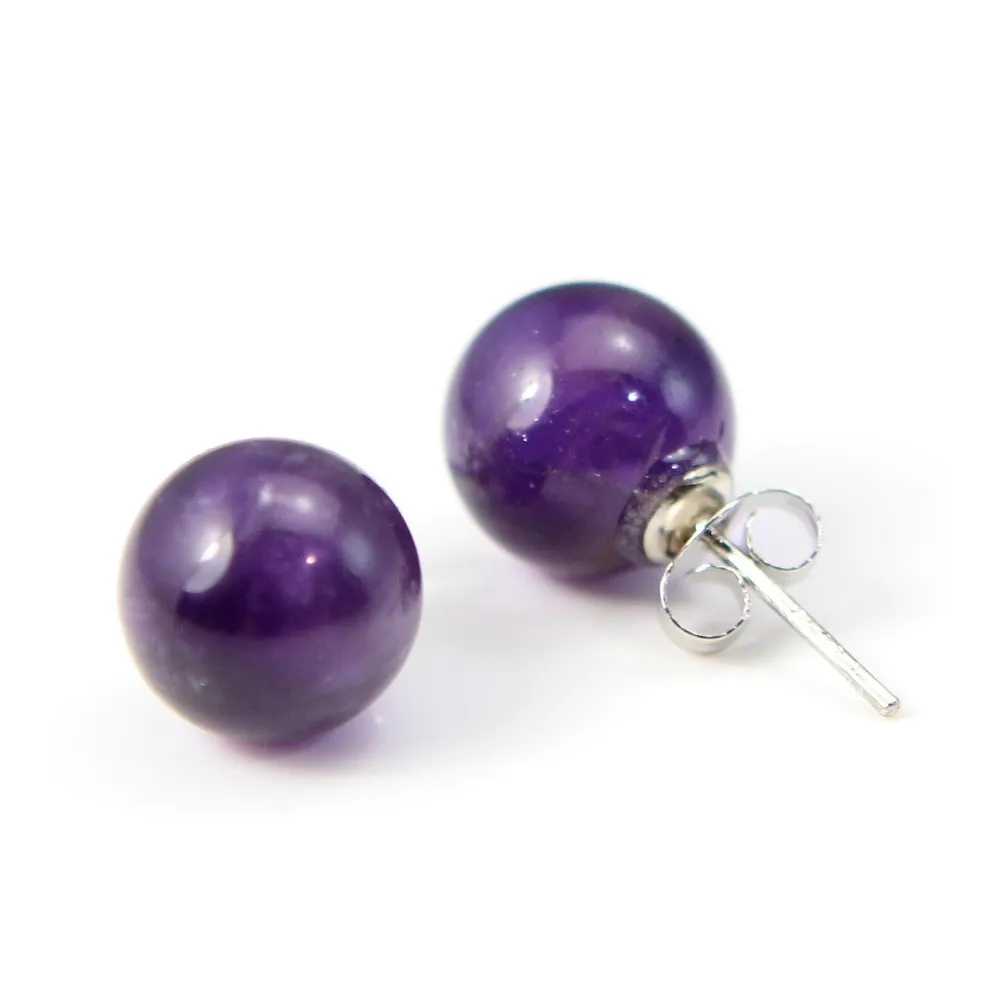 Boucles d'oreilles argent 925 améthyste 10mm x 2pcs 