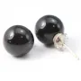 Earring silver 925 black agate 10mm   x 2pcs 