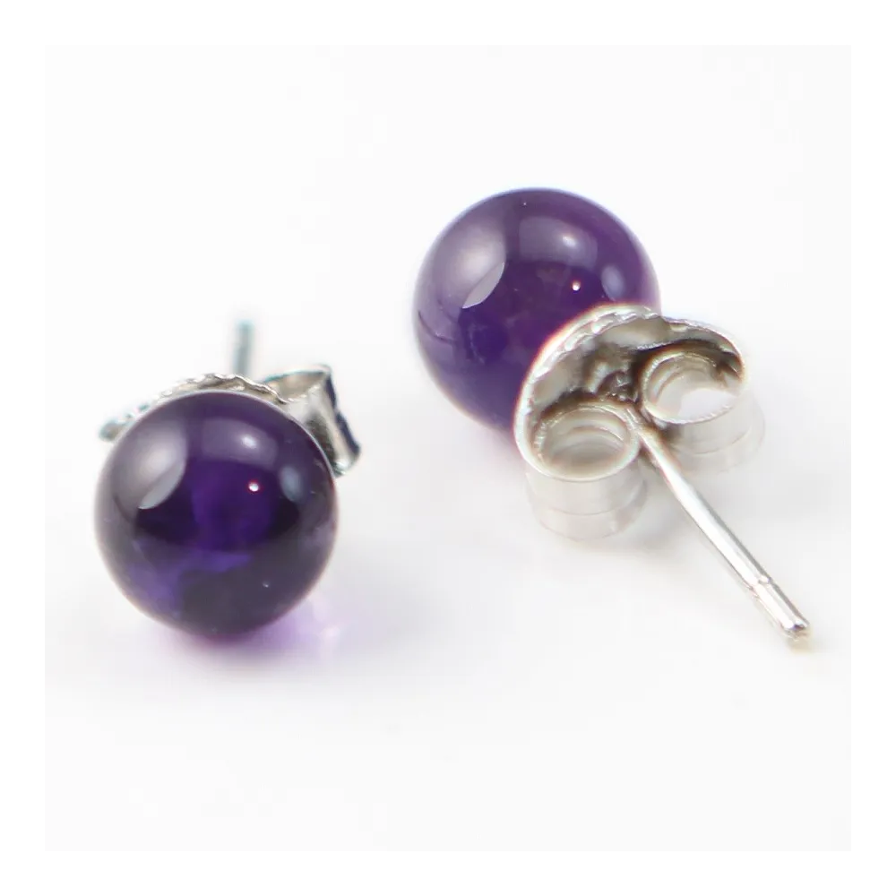 Boucle d'oreille argent 925 amethyste 6mm x 2pcs 