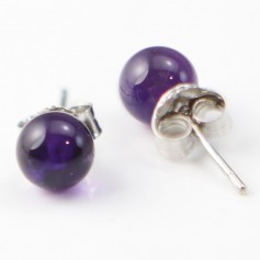 Earring silver 925 amethyste 6 mm x 2pcs 