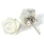 Boucles d'oreilles : nacre blanc en  fleur & argent 925 8mm x 2 st 