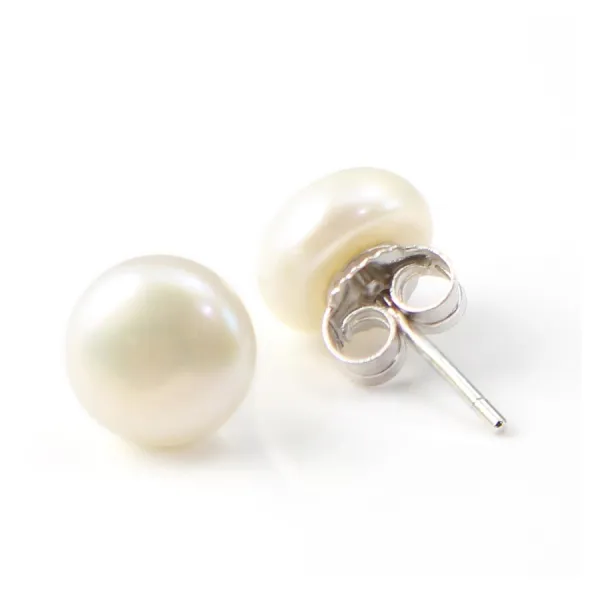 Boucles d'oreille  boule 6mm  perle d'eau douce x 2pcs 