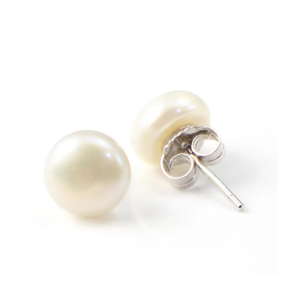 Boucle d'oreille  boule 6mm  perle d'eau douce x 2pcs 
