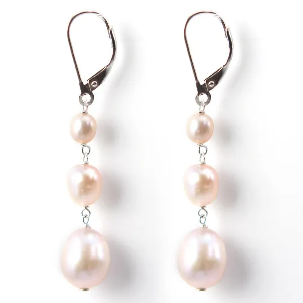 Bo Argent925 perle d'eau douce rose x2pcs