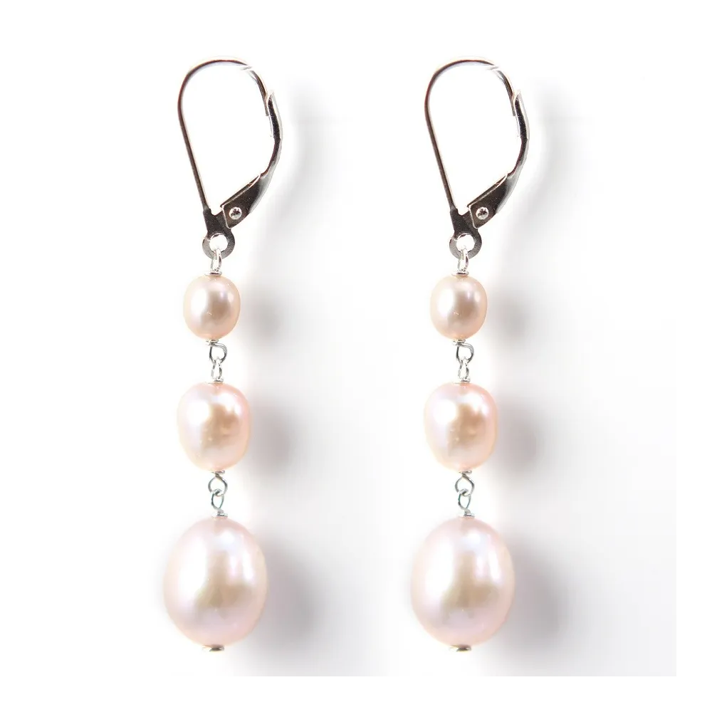 Bo Argent925 perle d'eau douce rose x2pcs