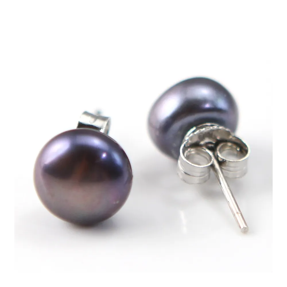 Boucle d'oreille argent 925 perle d'eau douce 8-9mm  x 2pcs