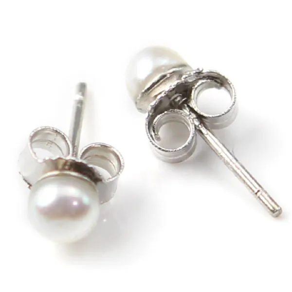 Boucles d'oreilles argent 925 perle d'eau douce 4MM x 2pcs