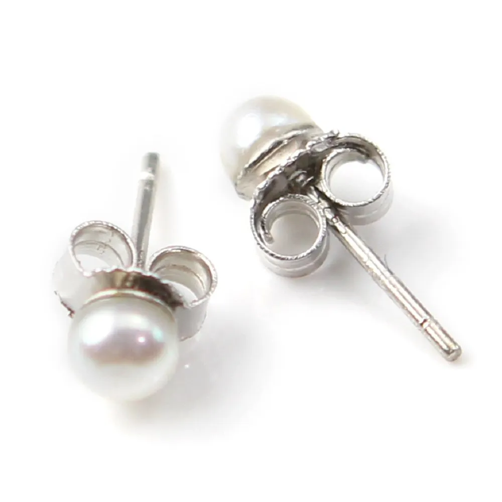 Boucle d'oreille argent 925 perle d'eau douce 4MM x 2pcs