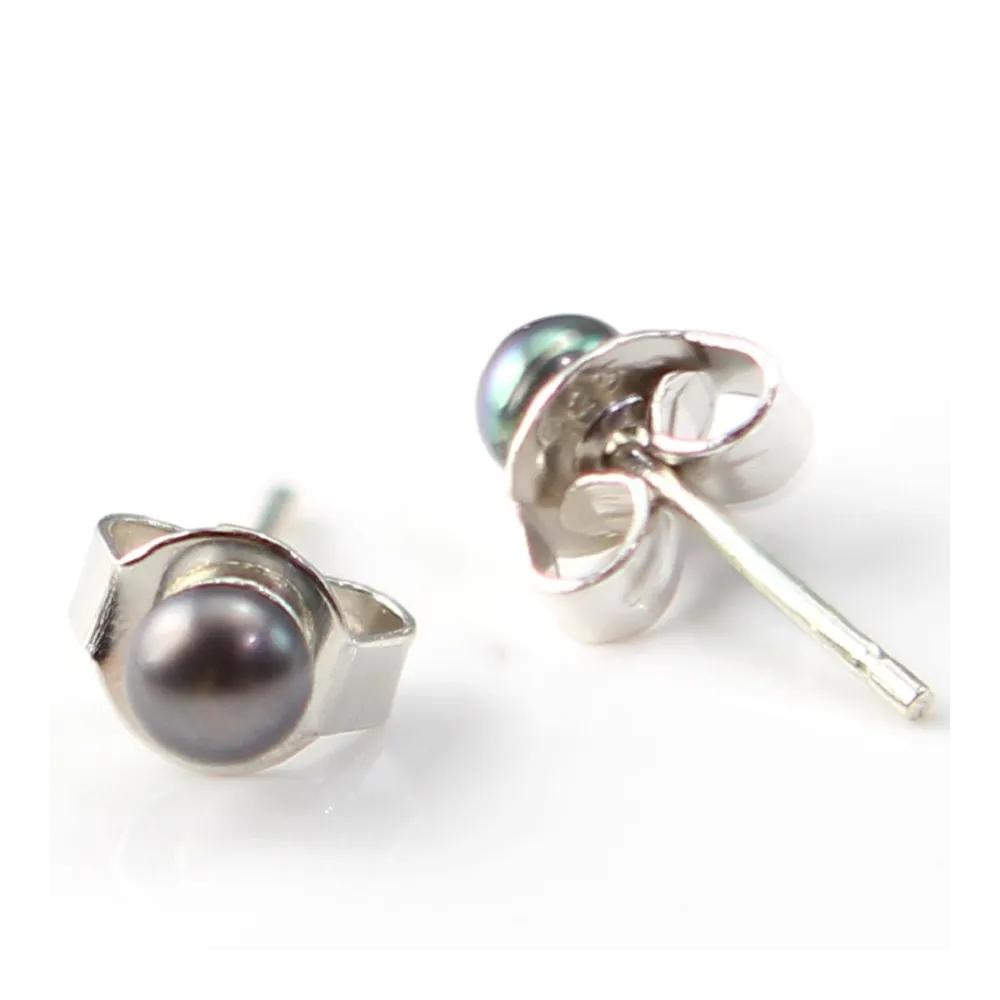 Boucle d'oreille argent 925 perle d'eau douce 3mm x 2 st