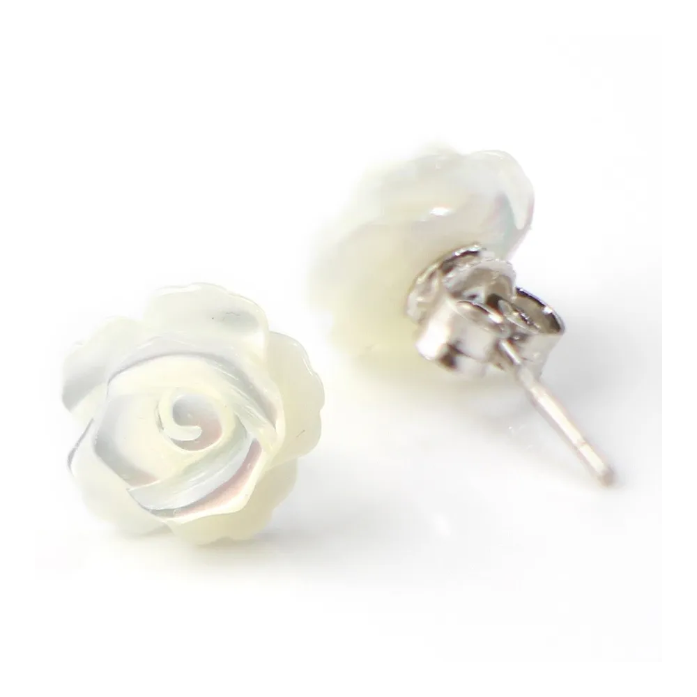 Boucle d'oreille argent 925 nacre en fleur 10mm x 2pcs