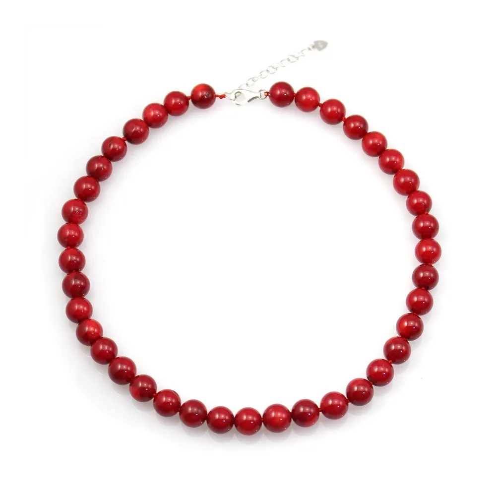 Simple Tinted Red Bamboo Sea Necklace