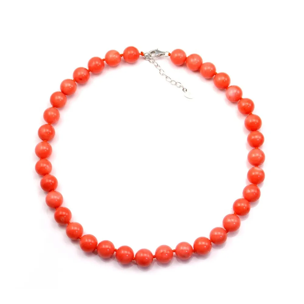 Simple Necklace Sea Bamboo Colored Orange 11mm