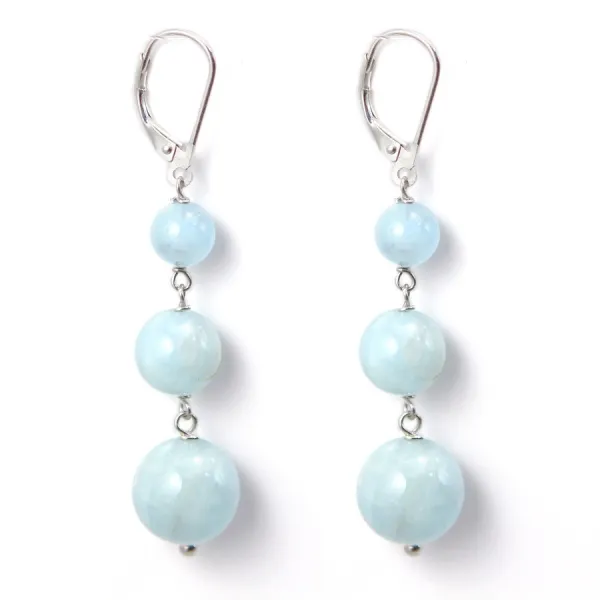 Boucle d'oreille argent 925  aigue marine x 2pcs