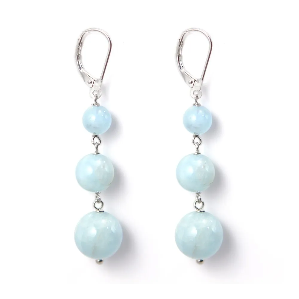Boucle d'oreille argent 925  aigue marine x 2pcs