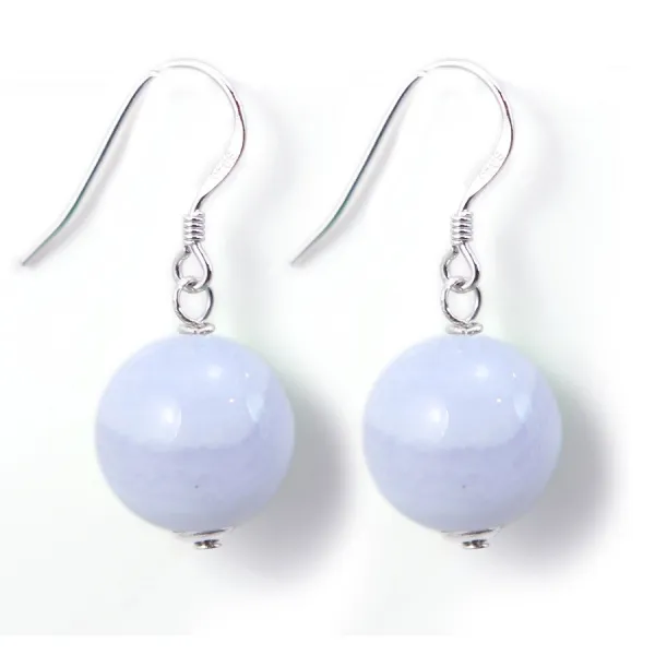 Earring silver 925 calcedoine 12mm x 2pcs 