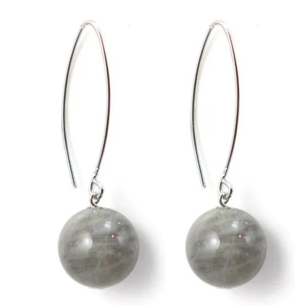 Earring silver 925  labradorite   12mm x 2pcs 