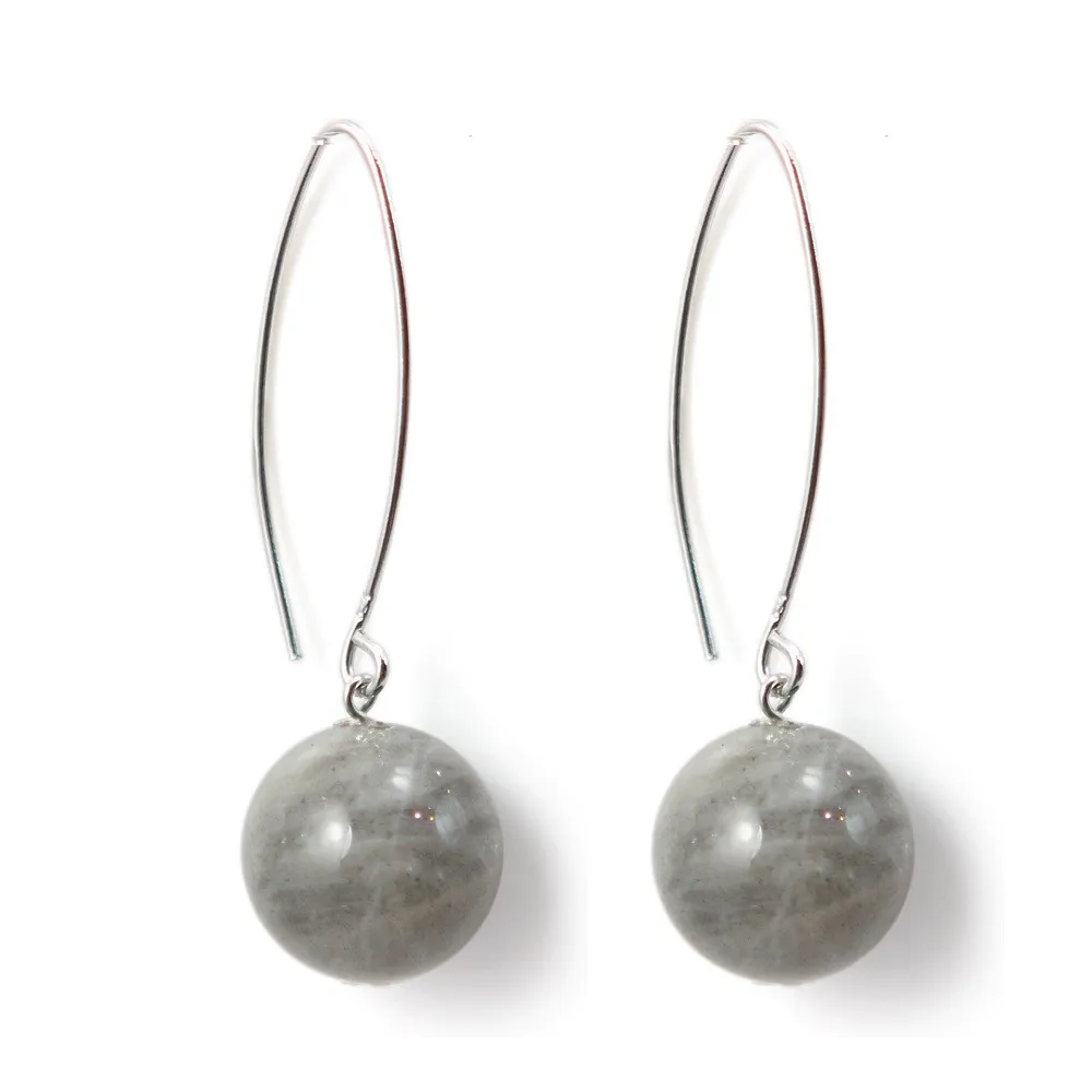 Boucle d'oreille argent 925 labradorite  12mm x 2pcs 