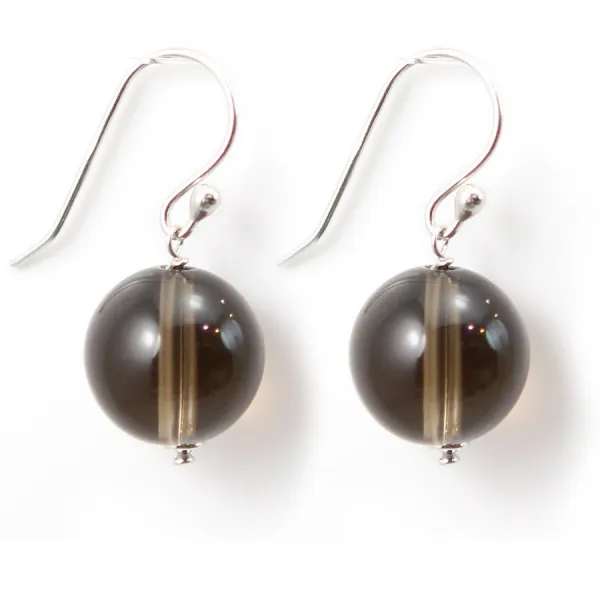 Boucles d'oreilles argent 925 quartez fume 12mm x 2pcs  