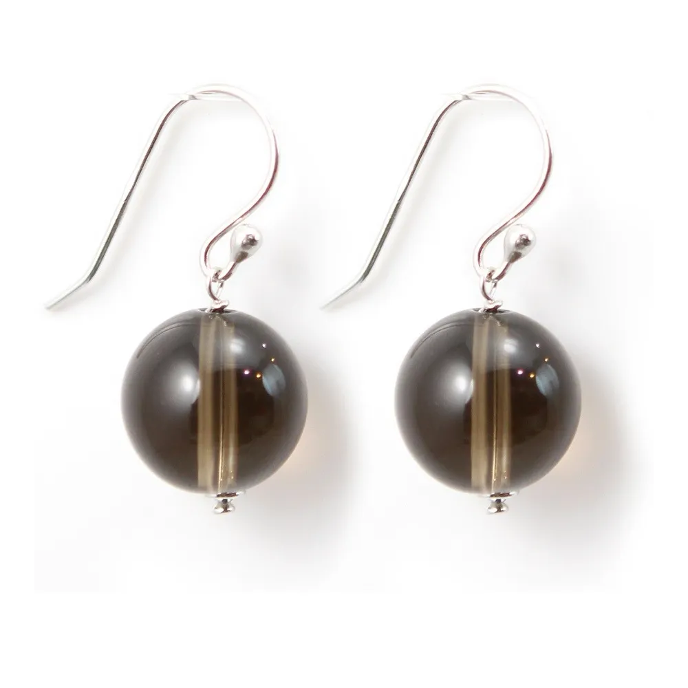 Earring silver 925 smoky quartez 12mm  x 2pcs 