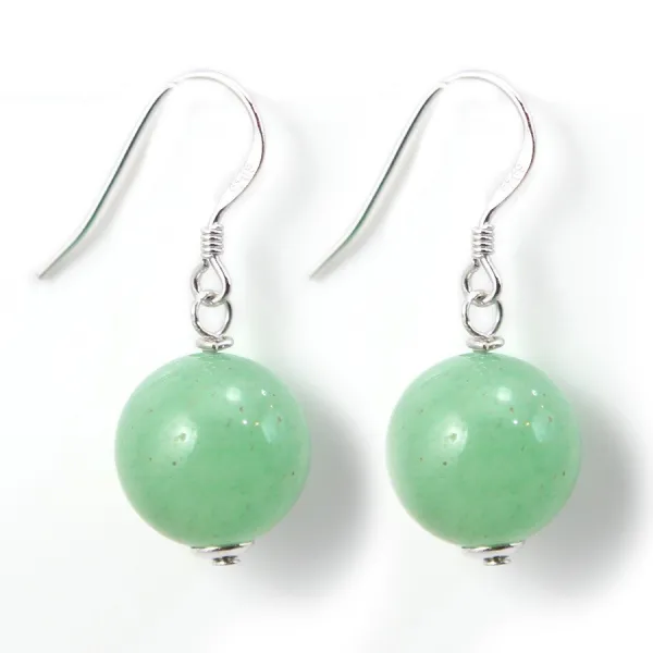 Boucle d'oreille argent 925 aventurine 12mm x 2pcs