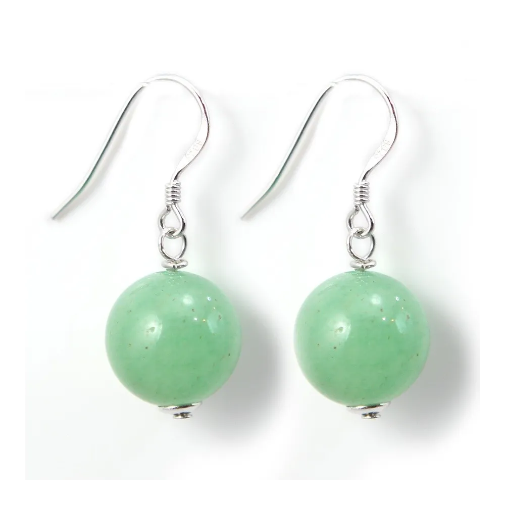 Boucle d'oreille argent 925 aventurine 12mm x 2pcs