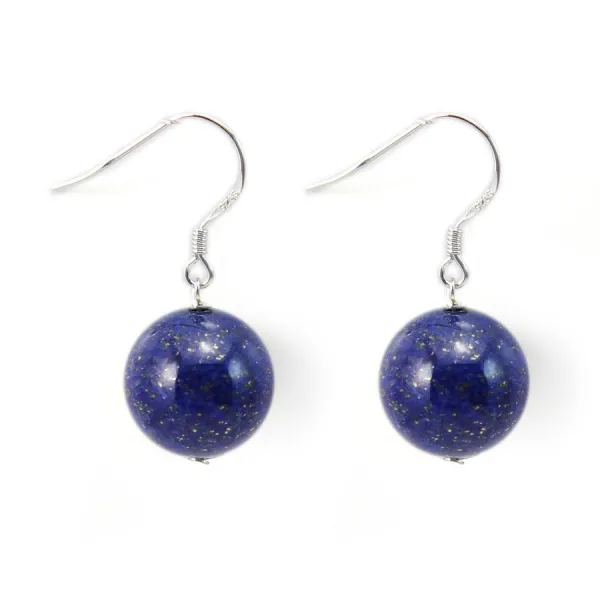 Boucle d'oreille argent 925 lapis lazuli 12mm x 2pcs  