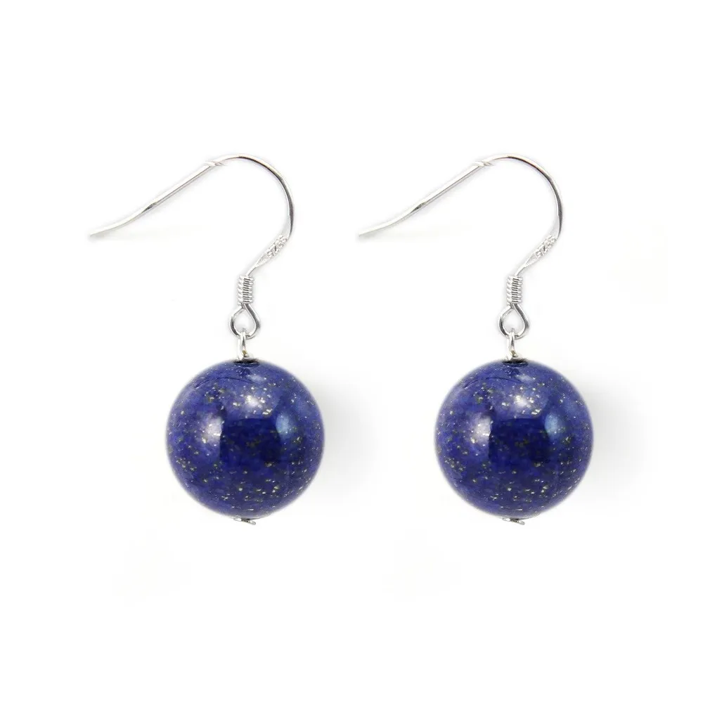 Earring silver 925 lapis lazuli 12mm x 2pcs