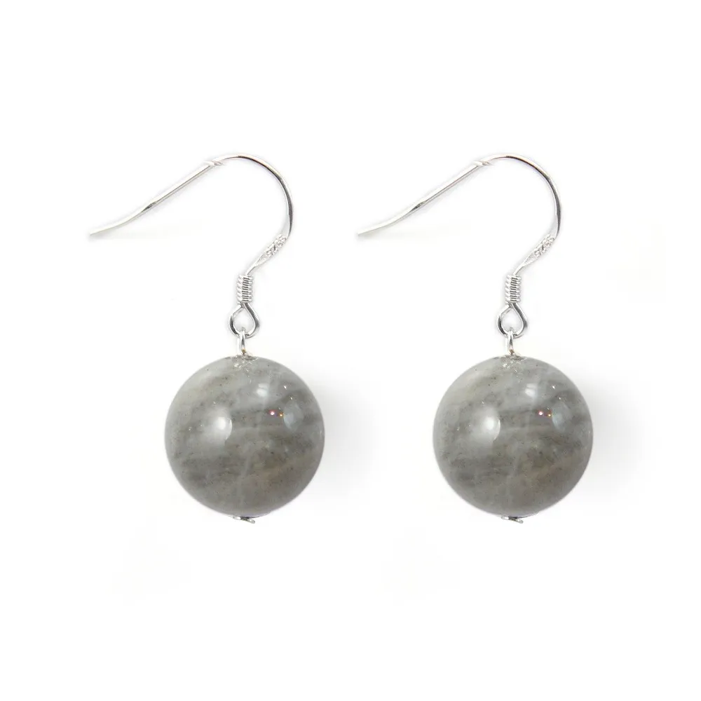 Boucle d'oreille argent 925 labradorite 12mm x 2pcs  