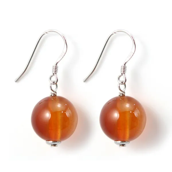 Boucle d'oreille argent 925 cornaline 12mm x 2pcs 